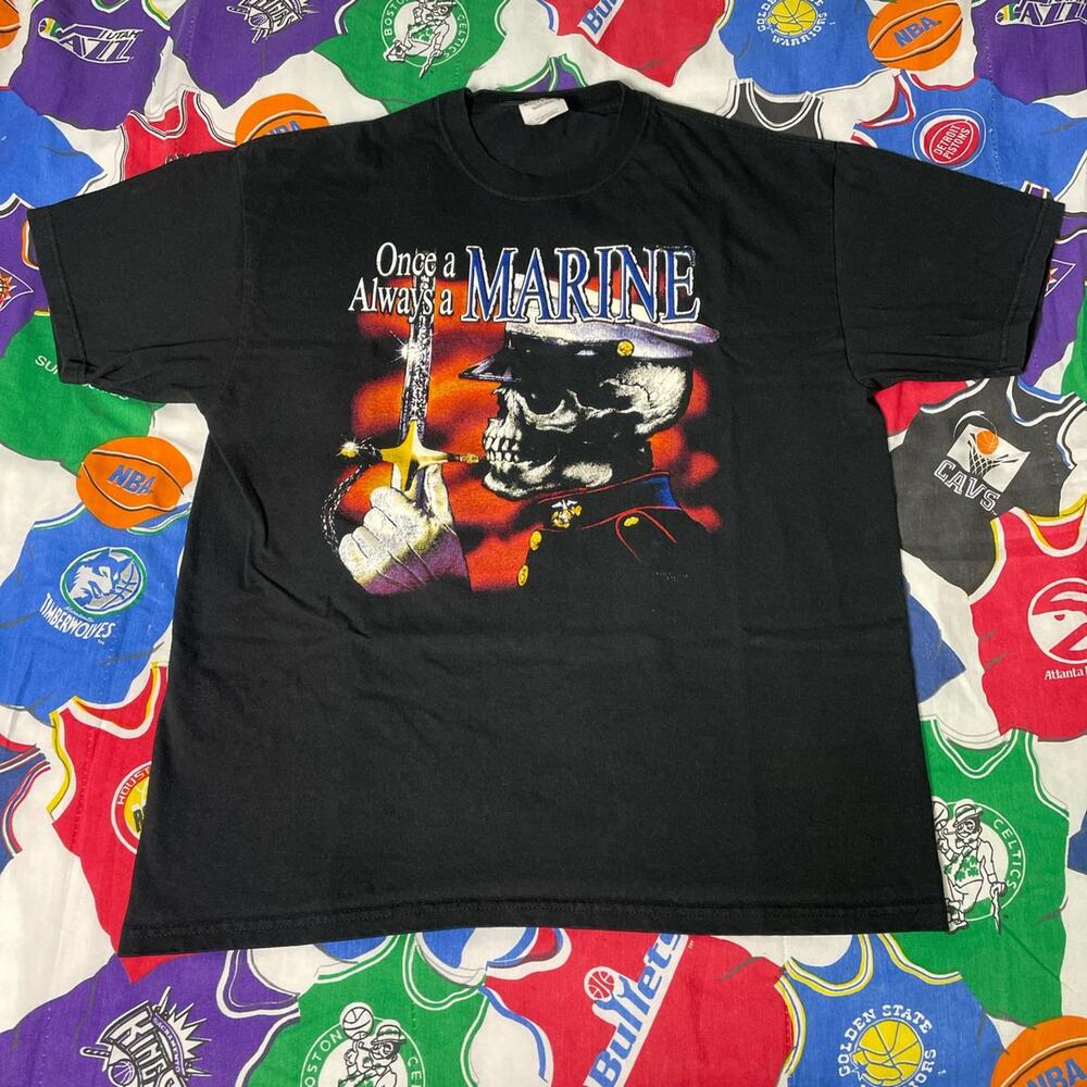 VTG 2000s Once A Marine Always A Marine Mens Sz L T-Shirt History Historical Y2K